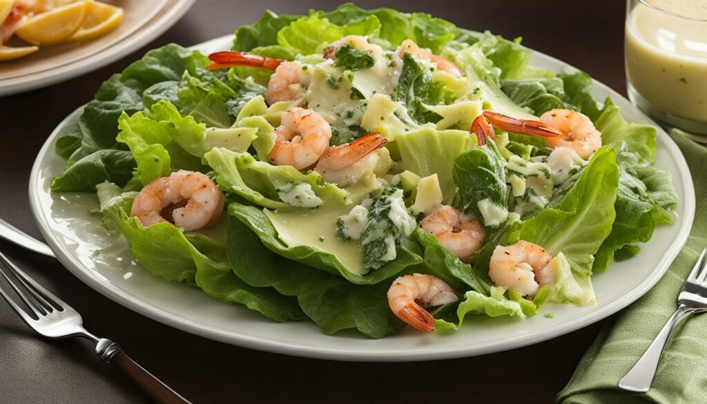 Caesar salad with shrimp alfredo