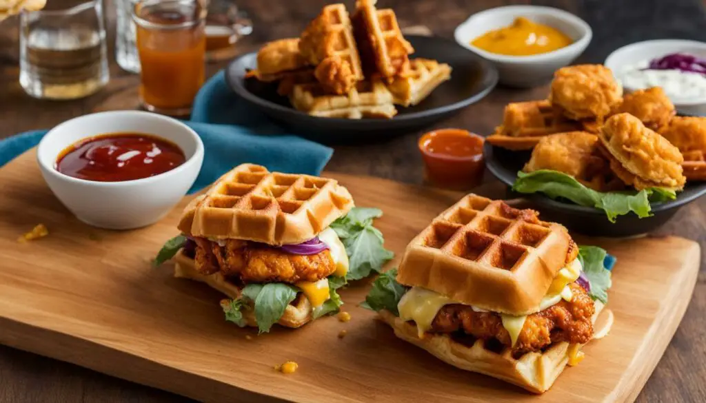 Chicken and waffles served as sliders