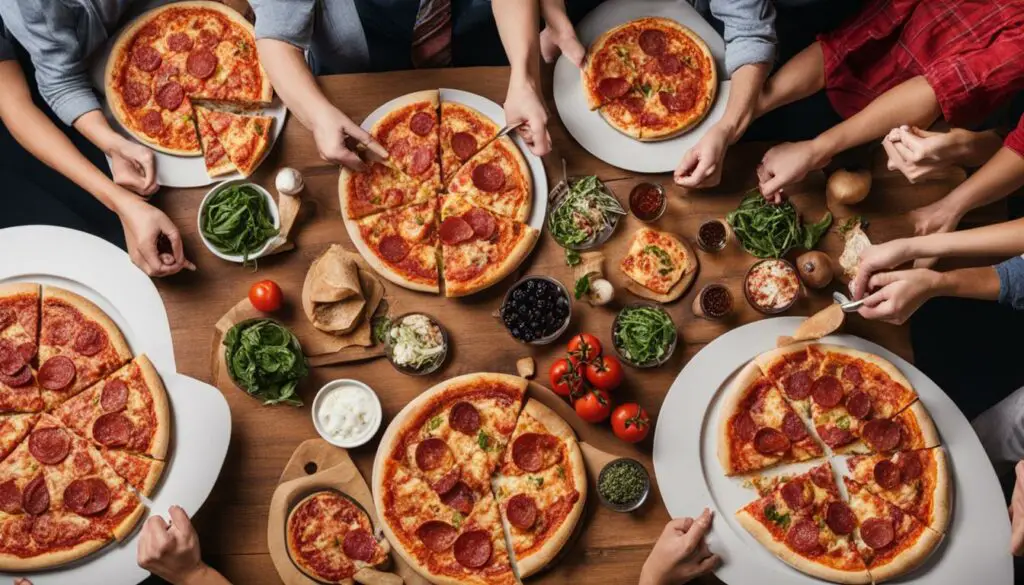 Estimating pizza portions for a party of 9