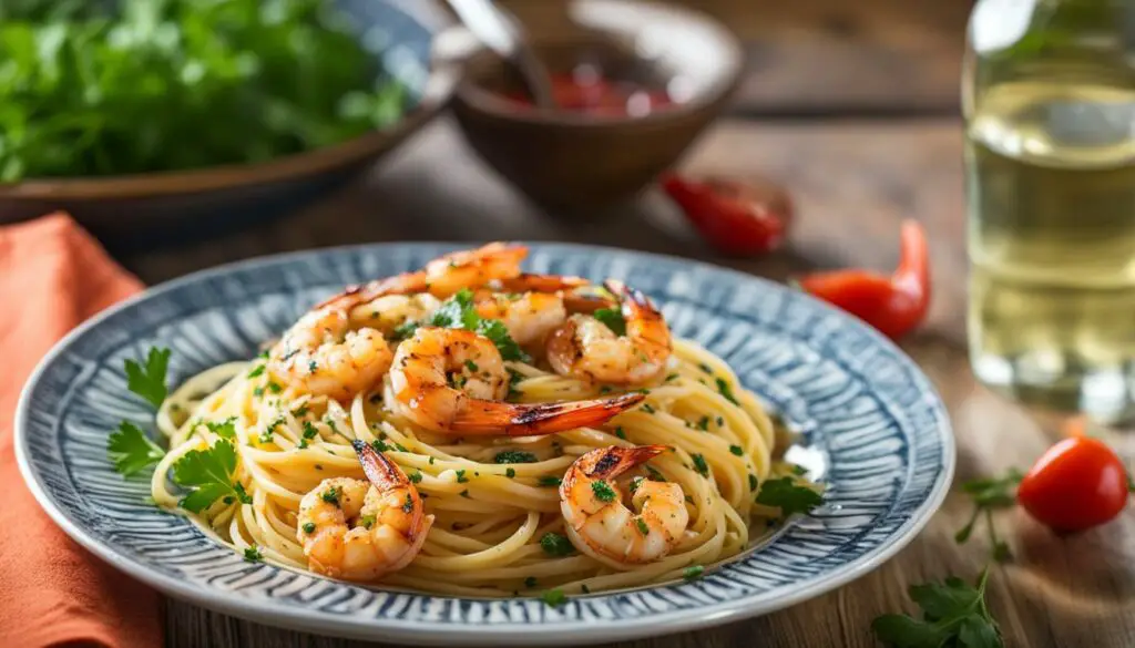 Pasta and Noodle Dishes with Grilled Shrimp