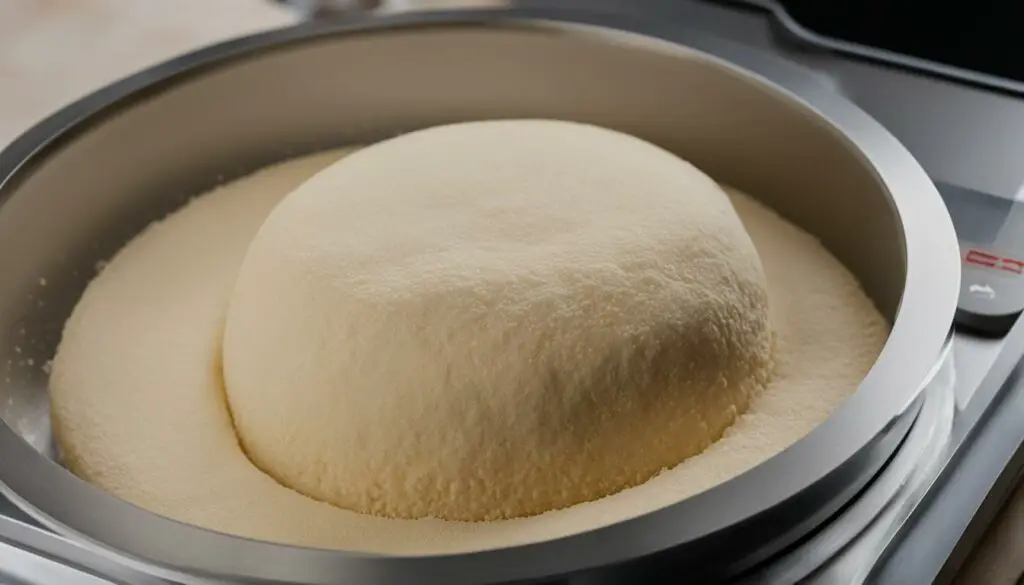 Pizza dough being weighed