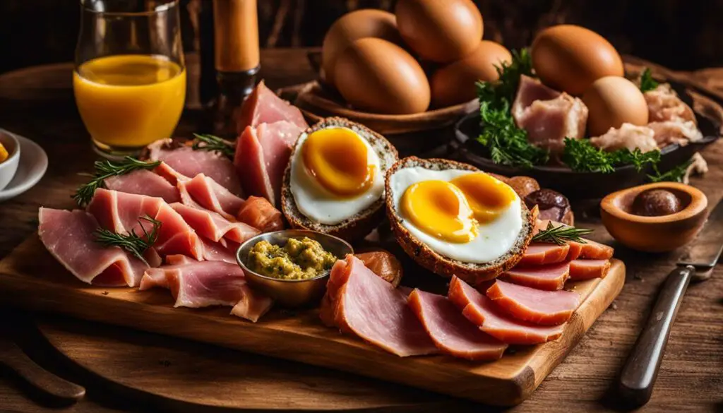 Serving Scotch Eggs with Cold Cuts of Meat