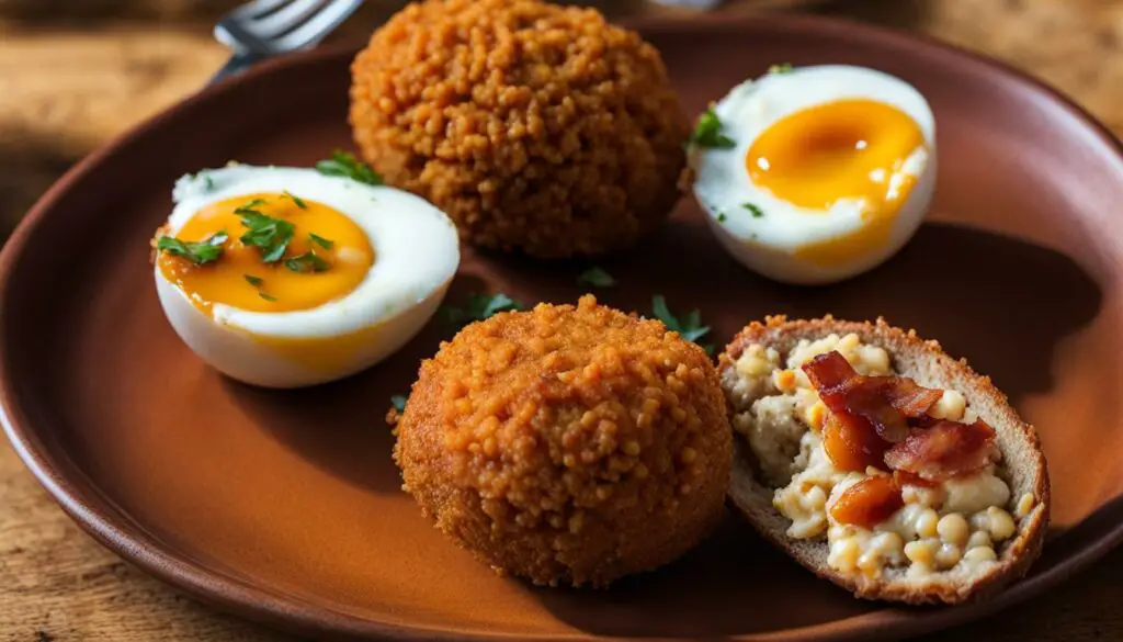 baked beans with scotch eggs
