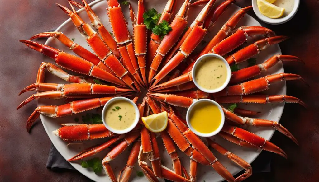 crab legs with dipping sauce