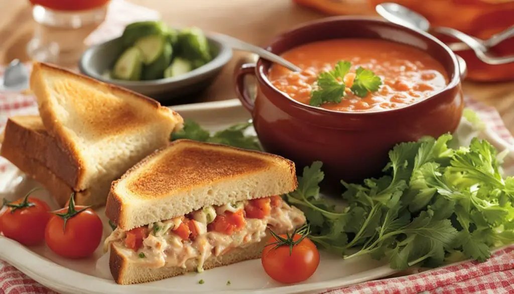 hearty soup and sandwich combo