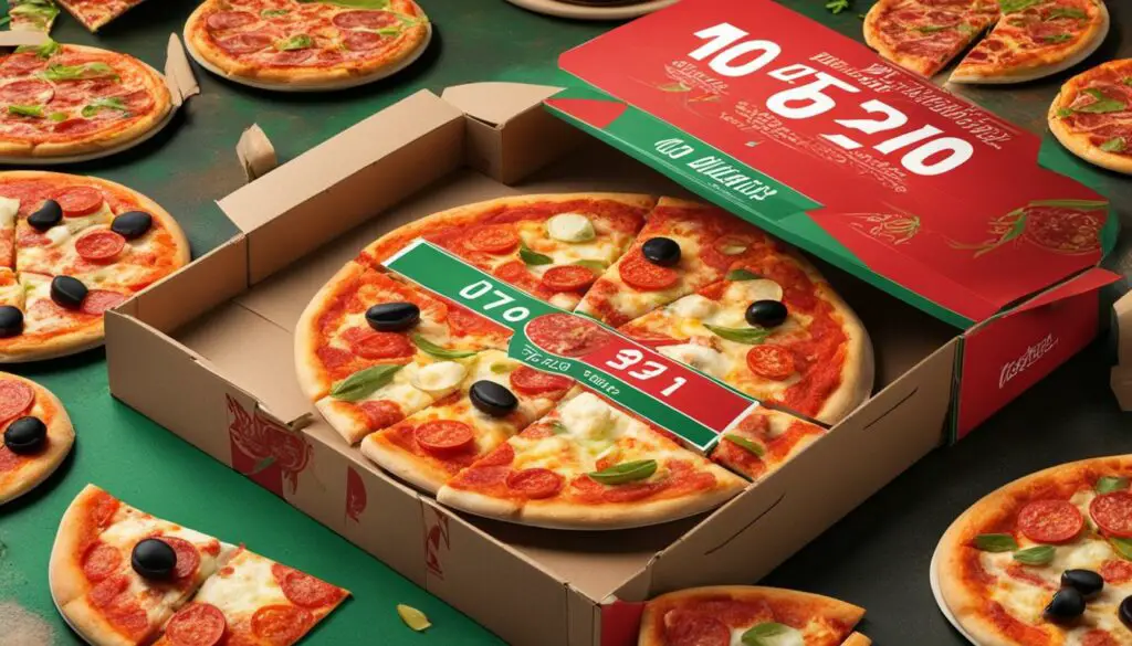 pizza box with the text 'how many pizzas for 10 adults' written on it