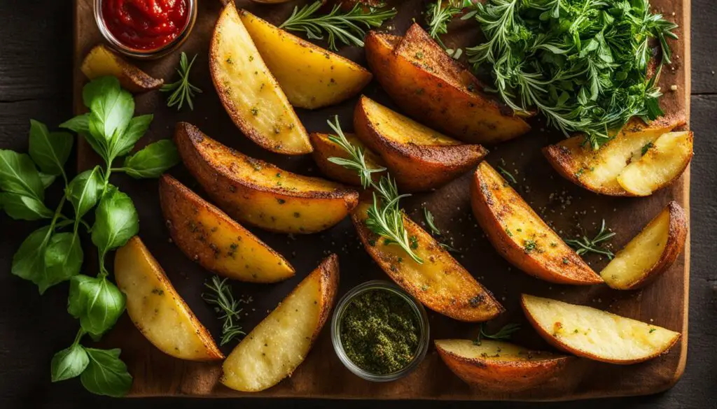 potato wedges with herbs and spices