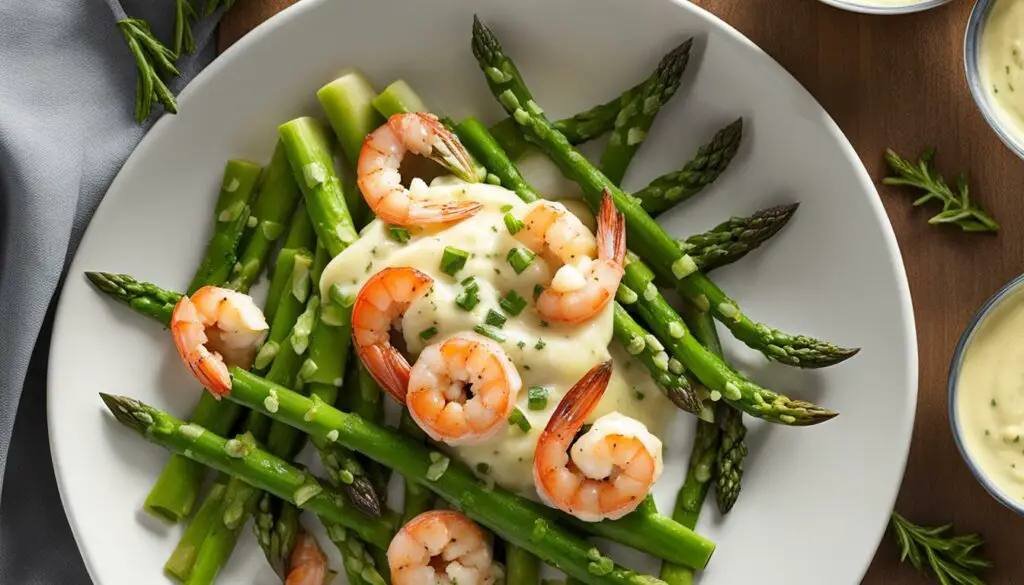 roasted asparagus with shrimp alfredo