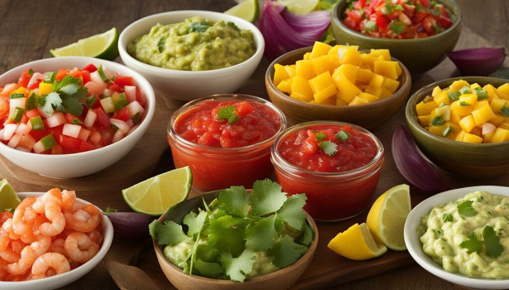 salsas and dips for shrimp ceviche