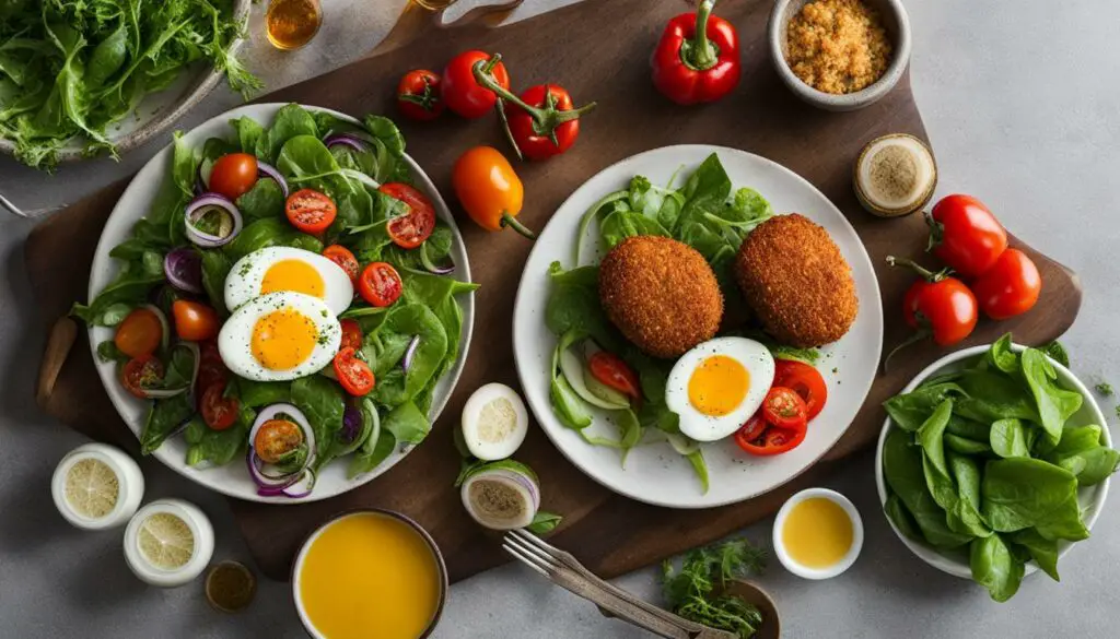 serving scotch eggs with salad