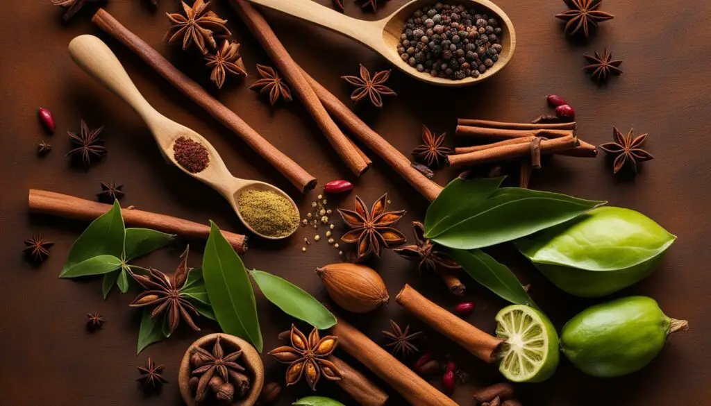 spices in a wooden spoon