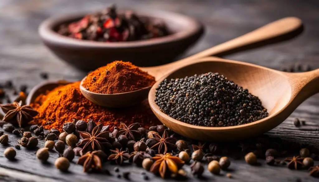 spices on a wooden spoon