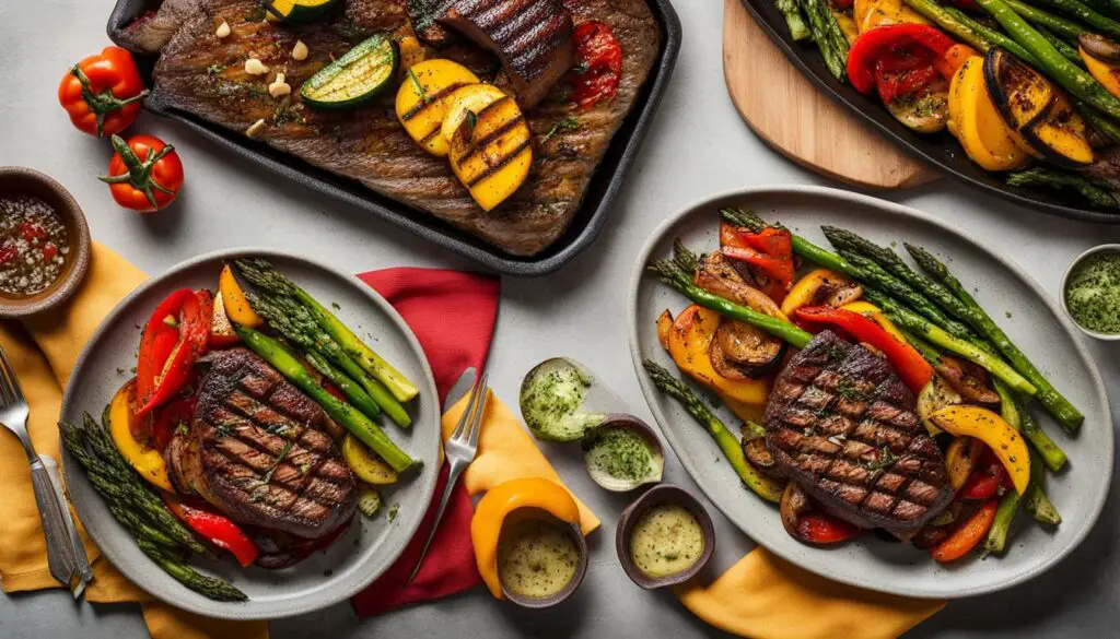 steak with grilled vegetables