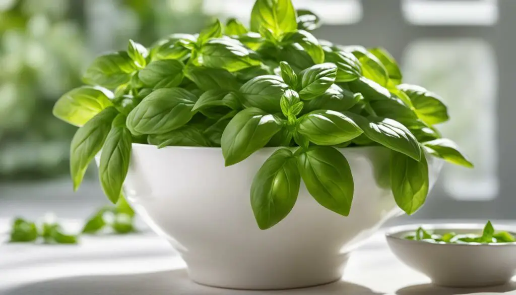 Basil in a bowl