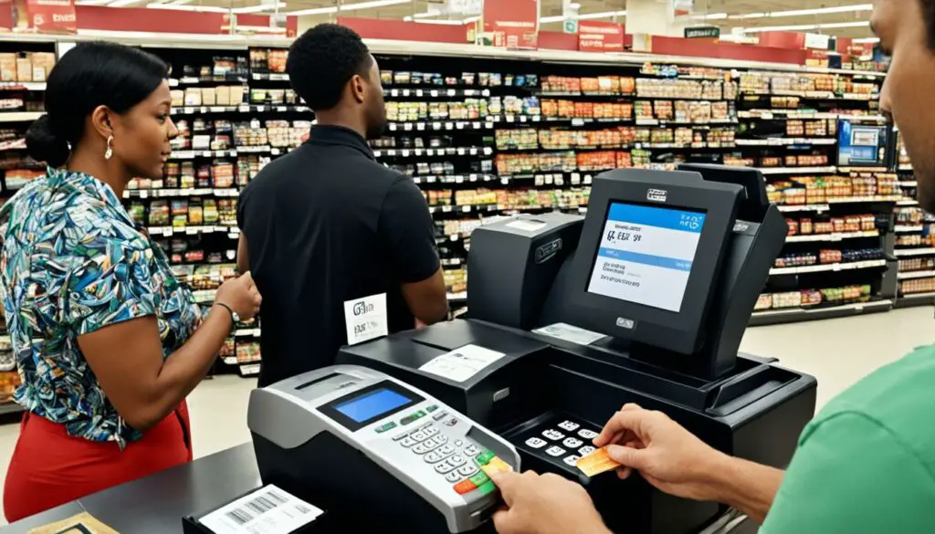 Cashier processing an EBT transaction