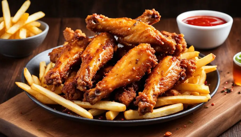 Chicken Wings with French Fries