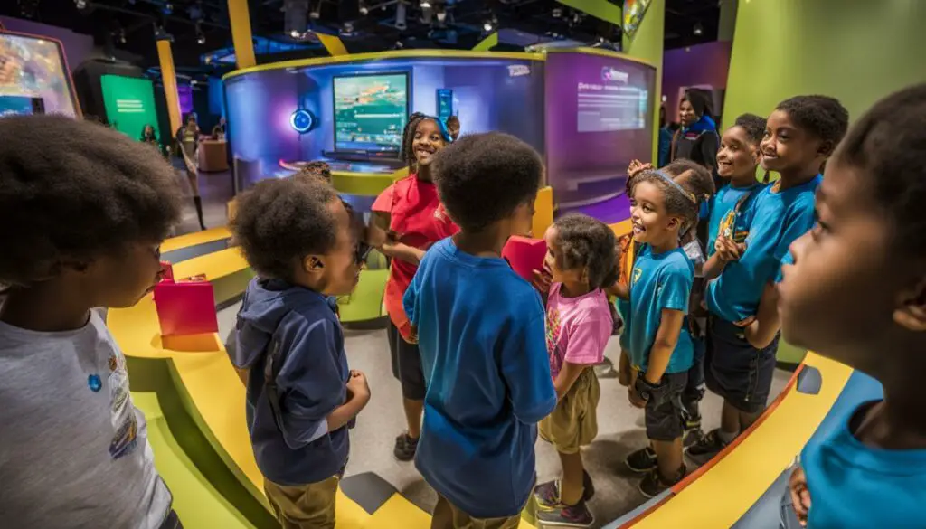 Children exploring exhibits at a museum