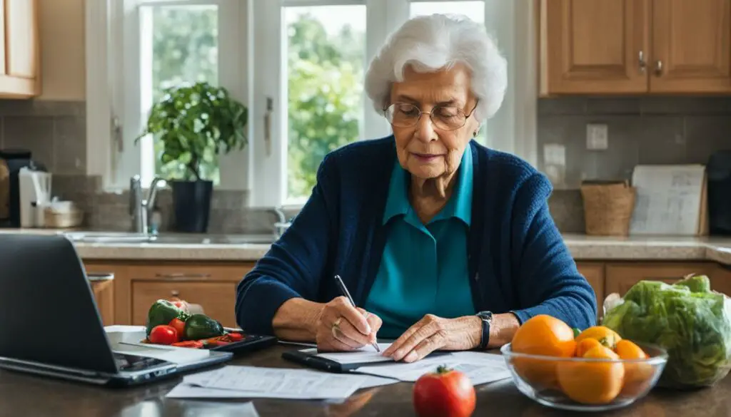 Elderly woman managing her EBT budget