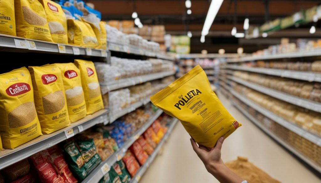 Polenta in the grocery store
