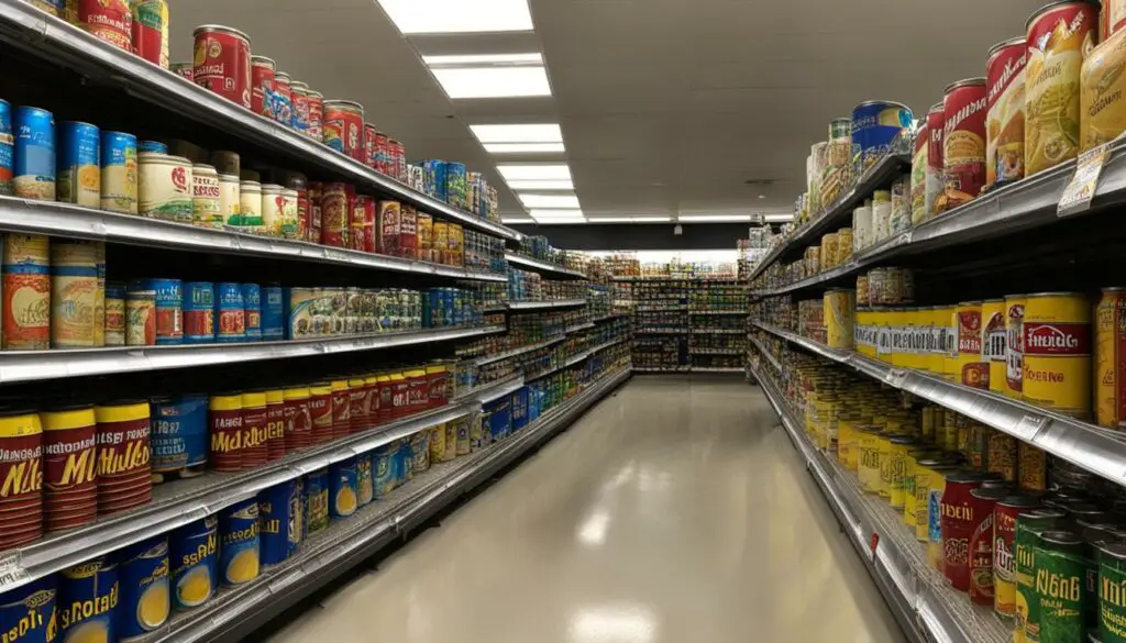 aisle for evaporated milk