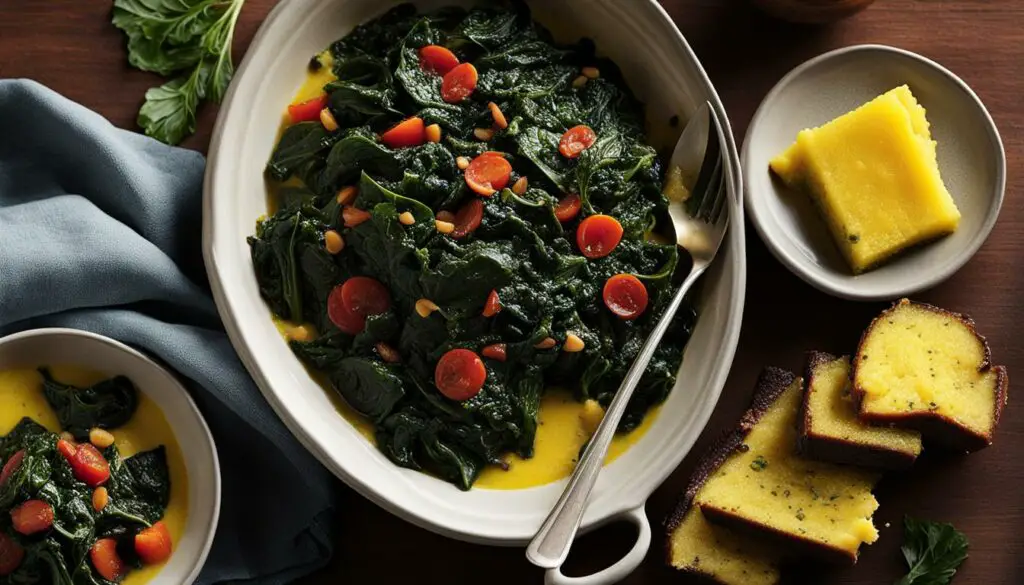 braised greens and polenta