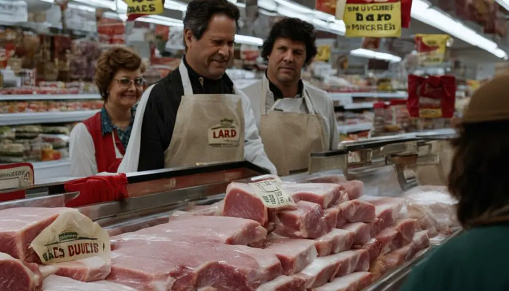 buying lard from a butcher