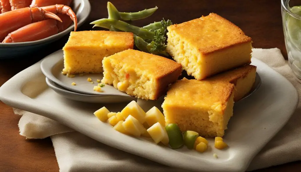 cheddar cornbread with crab legs image