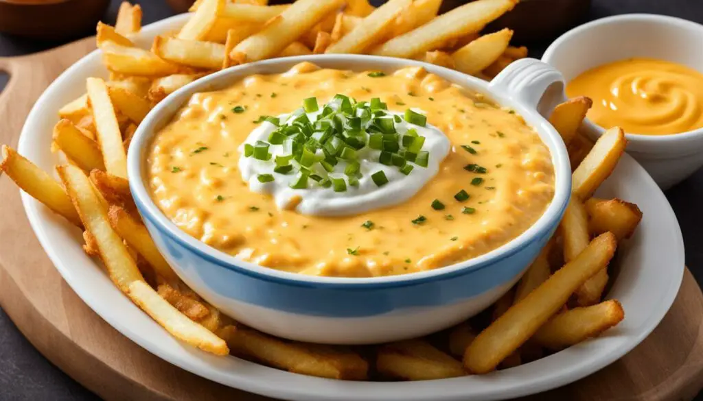 cheese dip with French fries