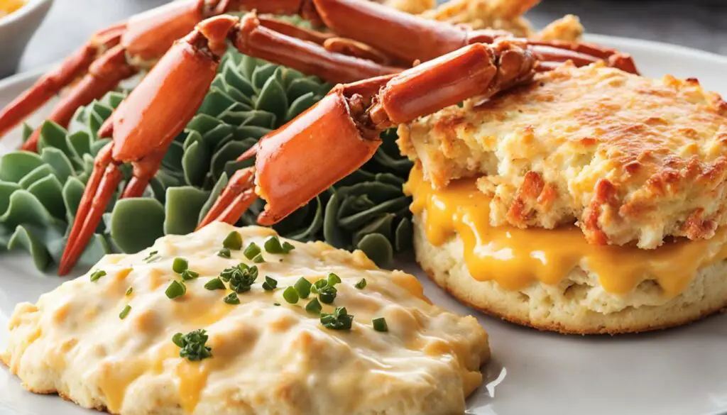 cheesy biscuits with crab legs