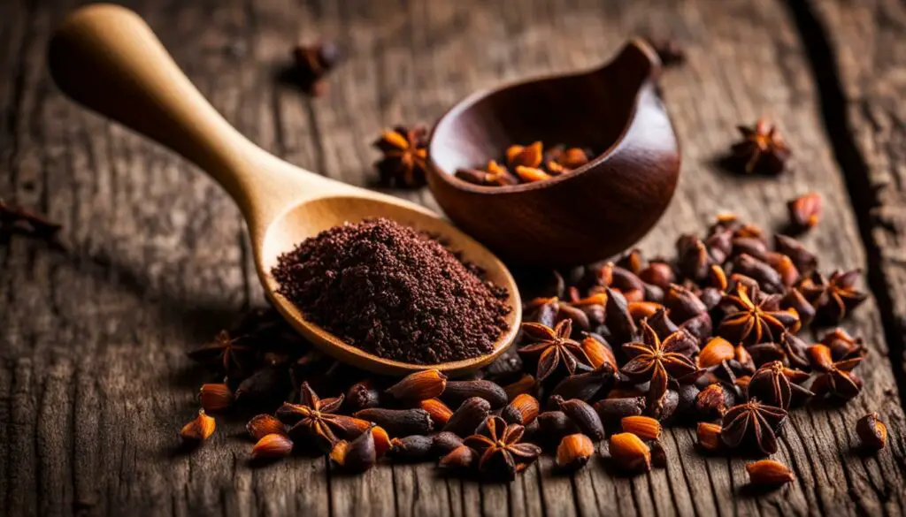 cloves in a wooden spoon