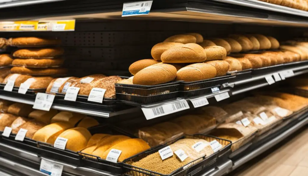 grocery store aisle with bread crumbs