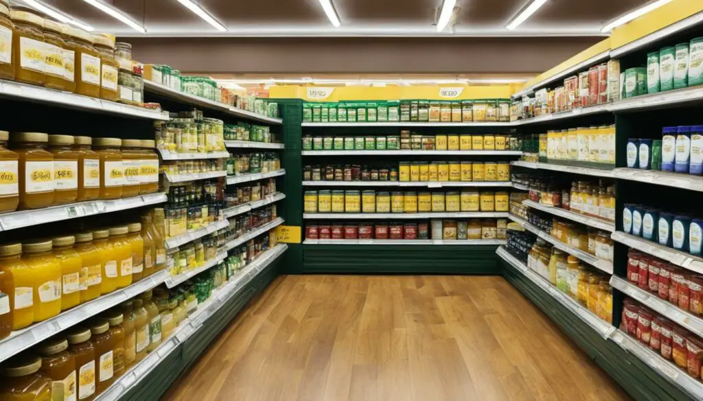 grocery store aisle with ghee