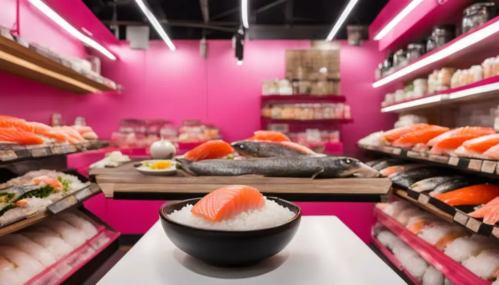 grocery store sushi with raw fish