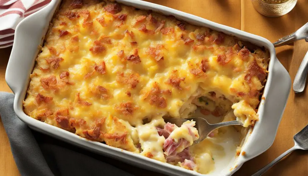 hash brown casserole with ham and cheese sliders