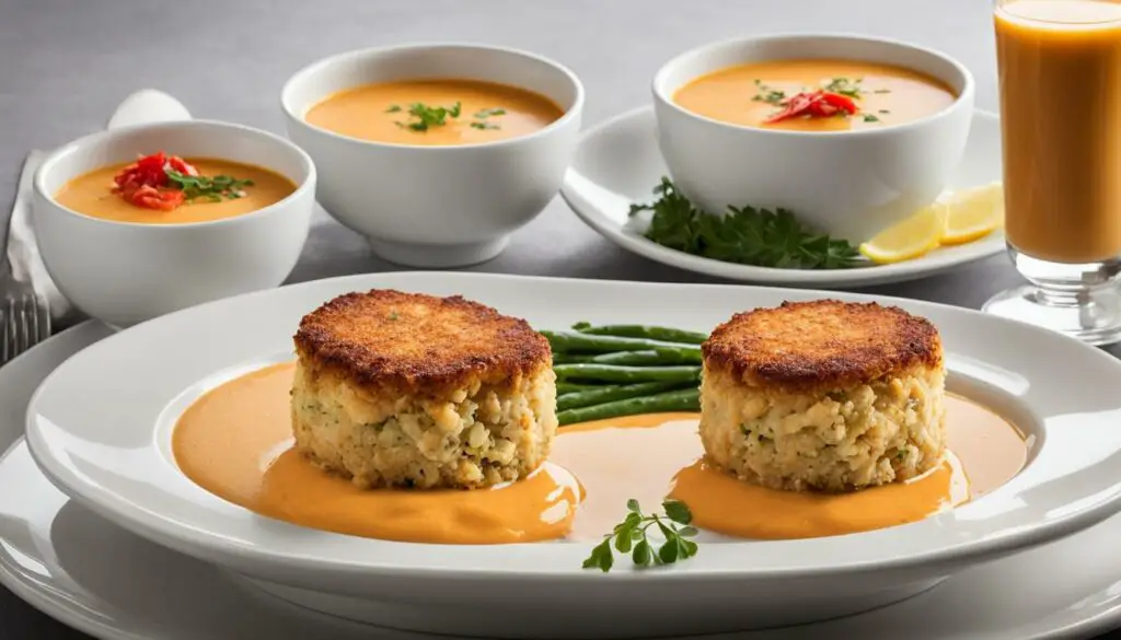 jumbo lump crab cakes and lobster bisque