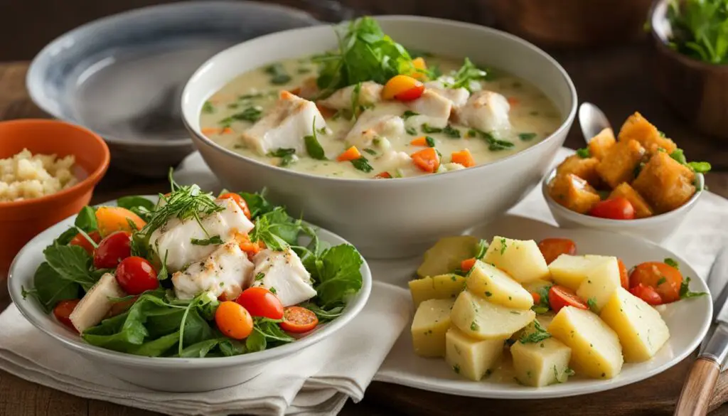 light salad with fish chowder