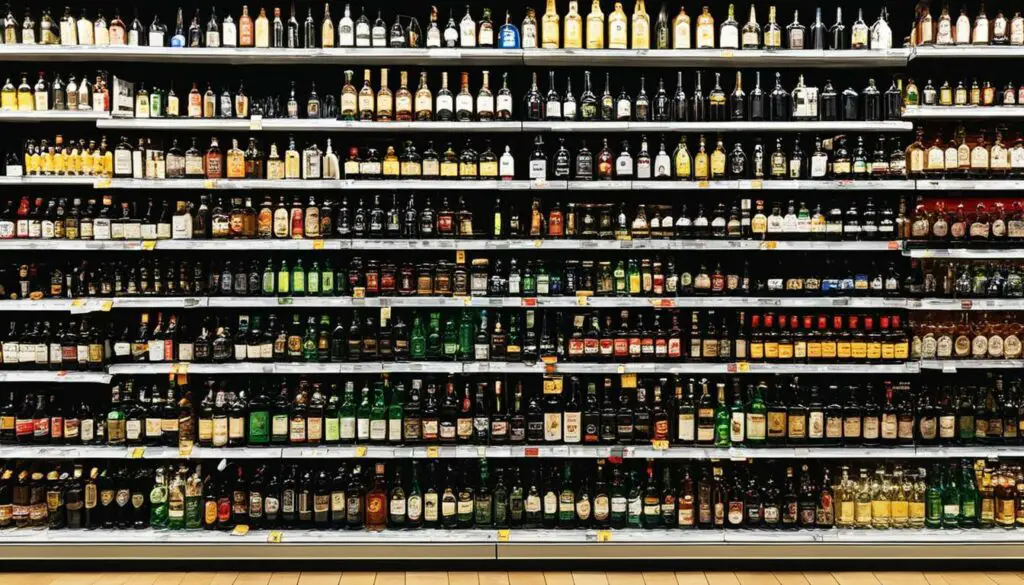 liquor section in a supermarket