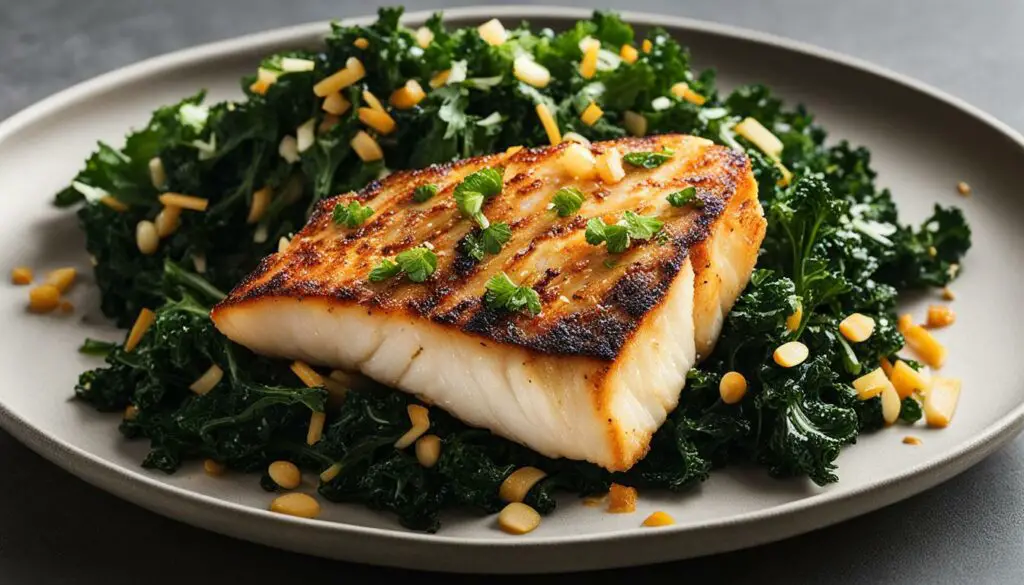 miso cod side - fried shredded kale salad