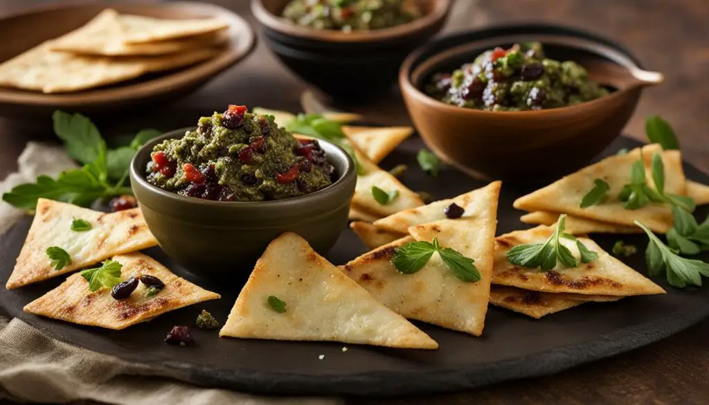 pita chips and olive tapenade pita chips and olive tapenade