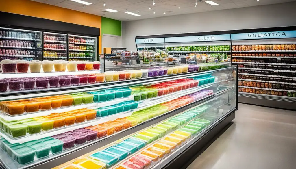 gelato selection at supermarket