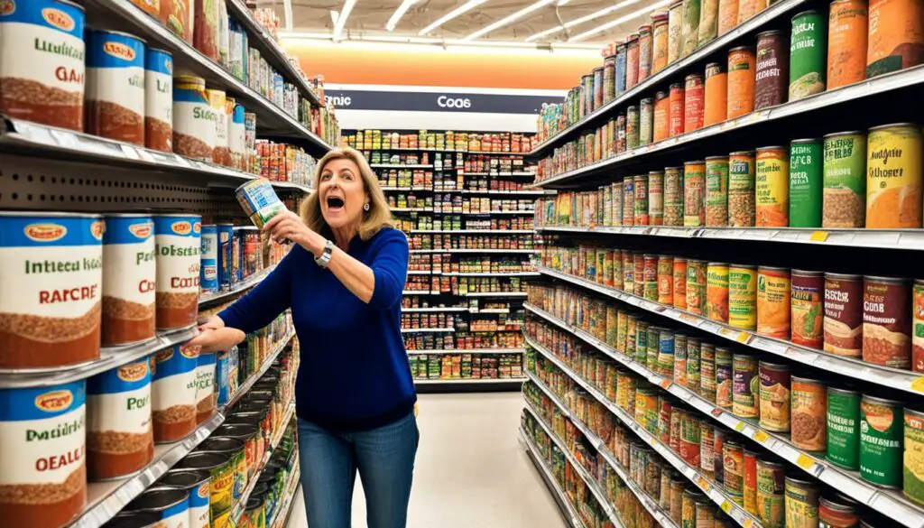 searching for refried beans in grocery store