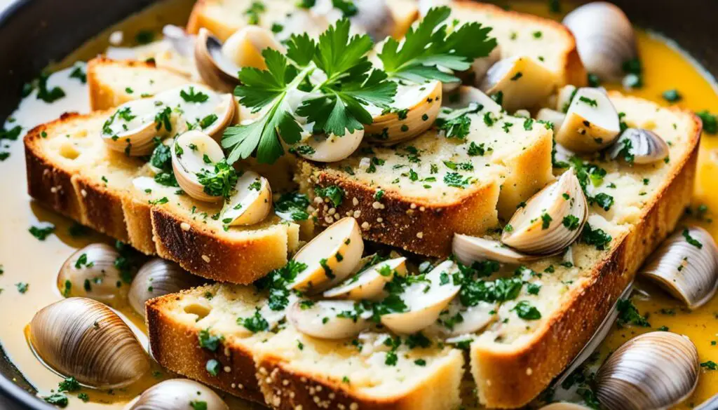 garlic bread with clams