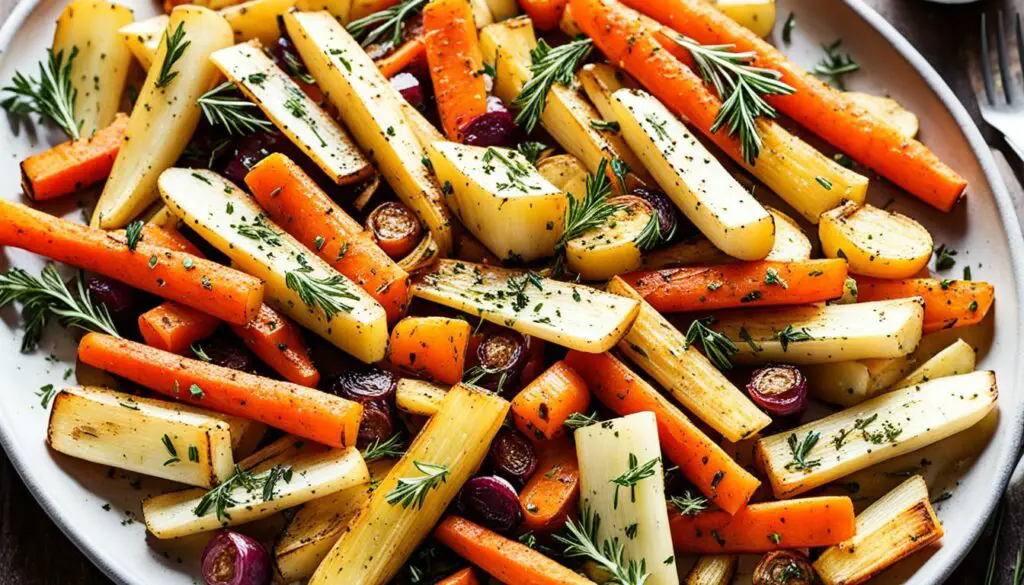 oven-roasted parsnips and carrots