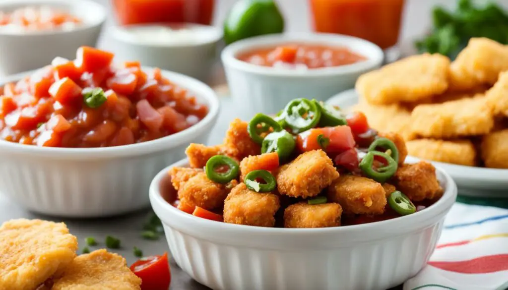 salsa and chicken nuggets