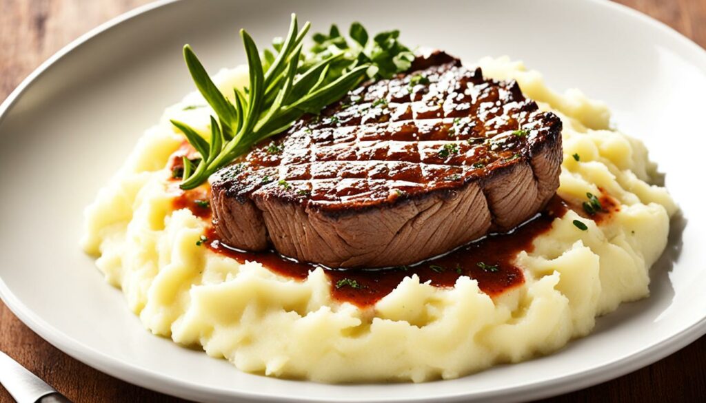 beef dish with mashed potatoes