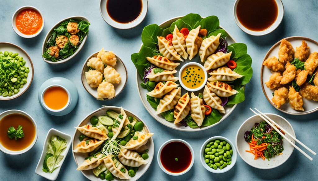 gyoza with side dishes