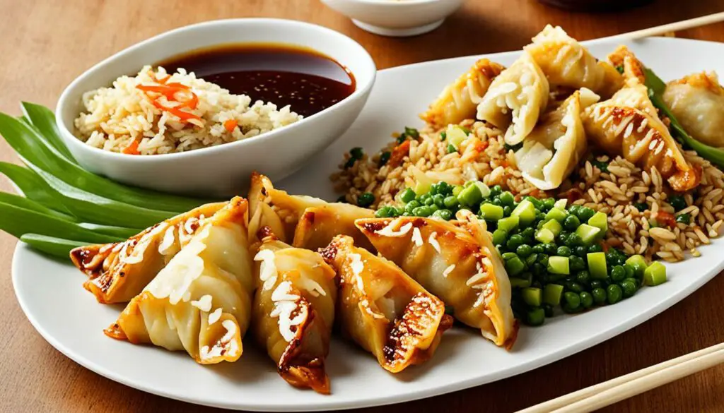 potstickers with fried rice